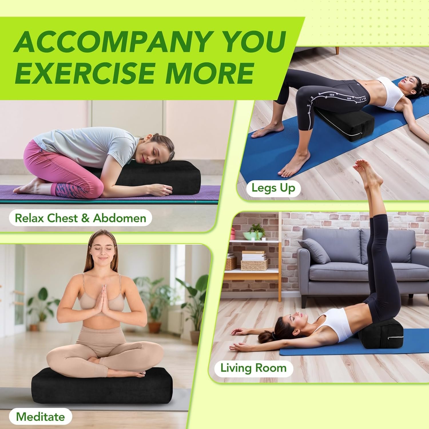 Rectangular Yoga Bolster Cushion with Suede Cover – Meditation Pillow - Image 5