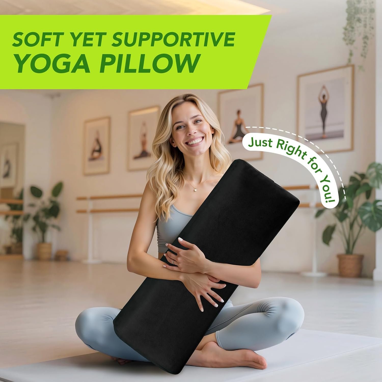 Rectangular Yoga Bolster Cushion with Suede Cover – Meditation Pillow - Image 6